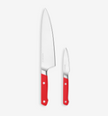 Misen chef's knife and paring knife set with red handles